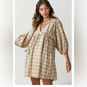 Talulah tan plaid tunic dress